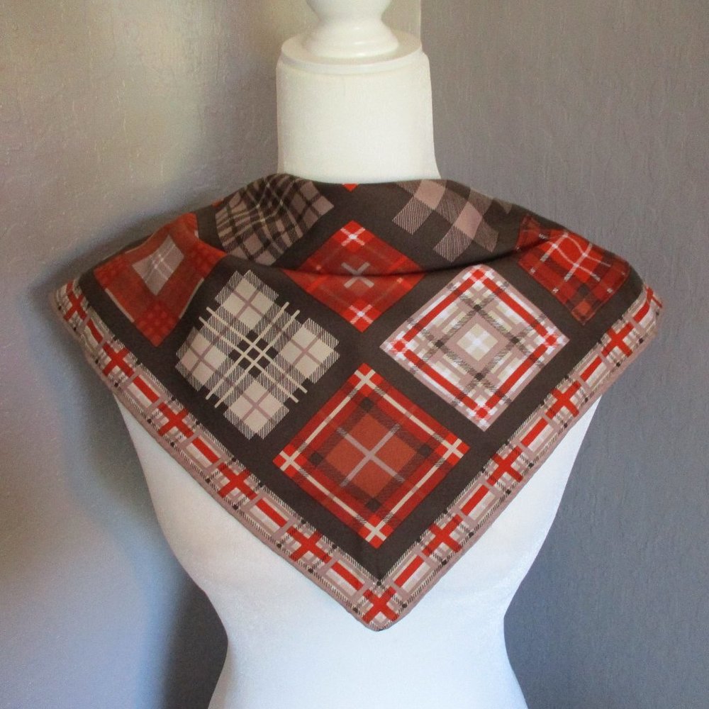 Brown & orange patchwork scarf